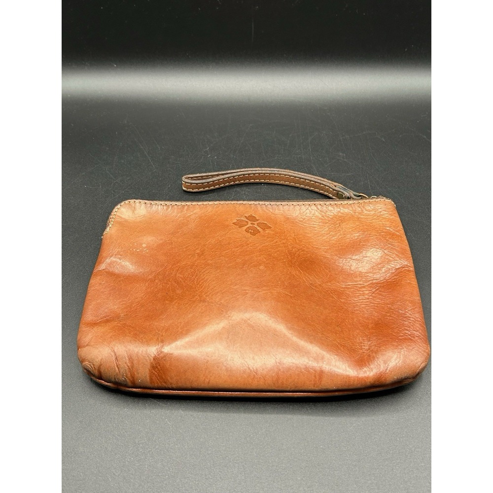 Patricia Nash Cassini Whiskey Brown Tan Leather Wristlet Clutch Purse